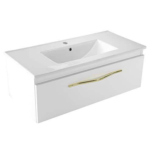paplinskimoebel - Keramik Waschbecken mit Unterschrank 80 cm Breit Merida Sink, Waschtisch mit Unterschrank Hängend, Unterschrank Waschbecken, Waschbeckenunterschrank Weiss von paplinskimoebel