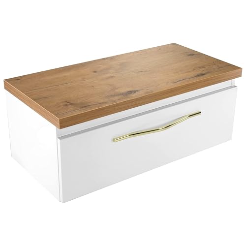 paplinskimoebel - Waschtischunterschrank für Aufsatzwaschbecken 80 cm Breit Merida Top, Badezimmer Waschbeckenunterschrank Badschrank - Bad Waschtischunterschrank Weiße mit Eichenoptik Arbeitsplatte von paplinskimoebel