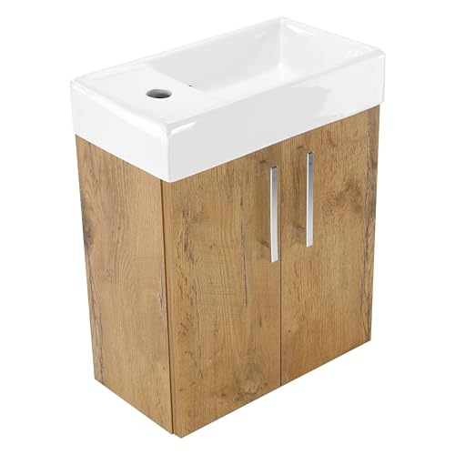 paplinskimoebel Kleiner Schrank 20 cm tief waschbeckenunterschrank hängend mit waschbecken 41 x 50 x 22 cm, hängeschrank Badezimmer möbel, wc Schrank, badezimmerschrank für gäste von paplinskimoebel