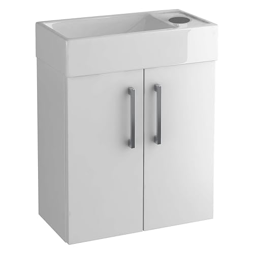 paplinskimoebel Waschbecken mit Unterschrank 41 cm Breit Majorka, Waschtisch mit Unterschrank Hängend, Waschbeckenunterschrank Weiß von paplinskimoebel