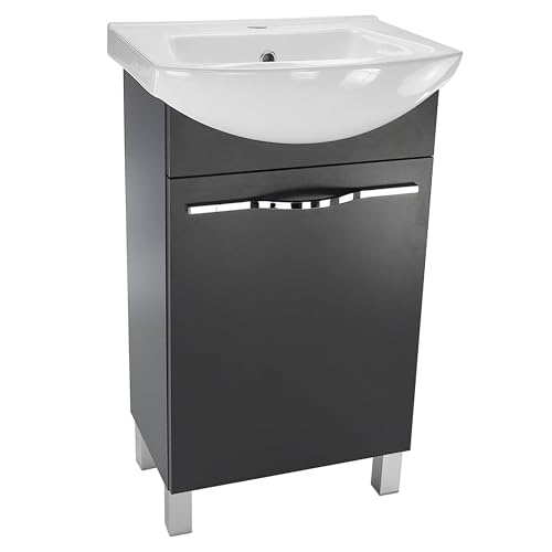 paplinskimoebel - Waschbecken mit Unterschrank 50 cm Breite, Altea Waschbeckenunterschrank mit Waschbecke Graphit matt - Bad Waschtischunterschrank, Badezimmer Unterschrank, Badezimmerschränke von paplinskimoebel