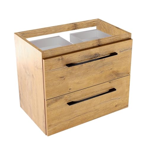 paplinskimoebel paplinskioebel Girona Badmöbel 80 x 40 x 55cm, wandmontierter Badschrank ohne Aufsatz, Zwei Schubladen + Metallgriffe, Badezimmerschrank von paplinskimoebel