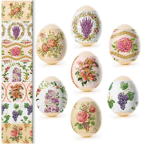 Ostern "Zhostovo" Ostereier Eieraufkleber Eierfarben Oster Dekorbanderolen, 7 verschiedene Motive in Packung von paradieseinkauf