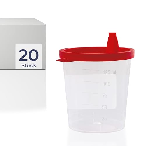 HaseMed Urinbecher 125 ml – 20 Stück Probenbecher mit rotem Deckel – Auslaufsicher, stapelbar & hygienisch für Urinproben, Laborbedarf, Arztpraxis, Klinik, Pflegeeinrichtungen HaseMed Urinbecher 125 ml – 20 Stück Probenbecher mit rotem Deckel – Auslaufsicher, stapelbar & hygienisch für Urinproben, Laborbedarf, Arztpraxis, Klinik, Pflegeeinrichtungen von parahealth