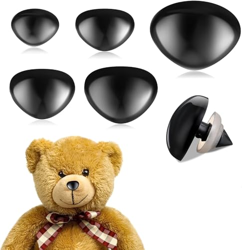 Parallelower 100st Sicherheitsnasen für Häkeltiere 5 Größen Kunststoff Tiersicherheitsnasen Puppennasen mit Unterlegscheiben Diy Making Plüschpuppen Teddybär Hundenasen zum Basteln von parallelower