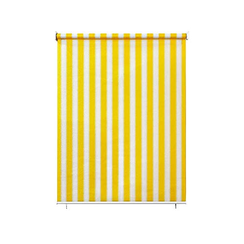 paramondo Außenrollo Senkrechtmarkise Sonnenschutz Sichtschutz für Balkon Terrasse, Pflegeleicht, Freihängend, Reiß- & Wetterfest, 220 x 240 cm [BXH] Gelb-Weiß von paramondo