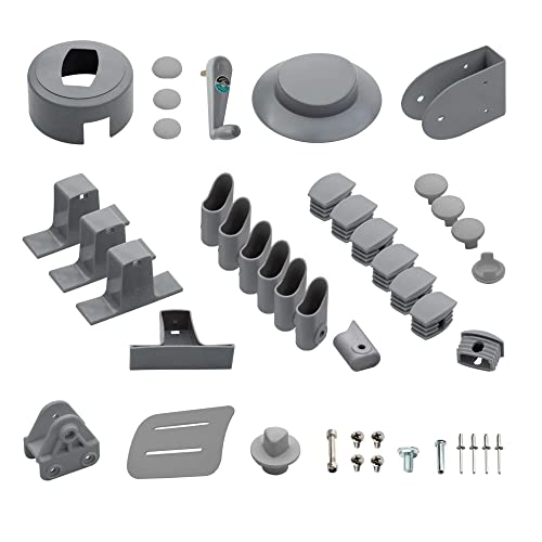 paramondo Ersatzteil-Set für parapenda Plus Sonnenschirme Gartenschirme, Rechteckig, 4 x 3 m, 29-teilig, mit Ersatzkurbel, Silber von paramondo