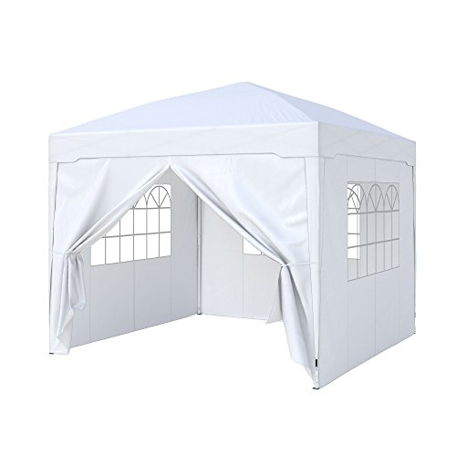 paramondo Faltpavillon Basic Pavillon Gartenpavillon Faltzelt Wasserdicht, 1x Seitenwand Tür und 3X Seitenwand Fenster, 3 x 3 m, Weiß von paramondo