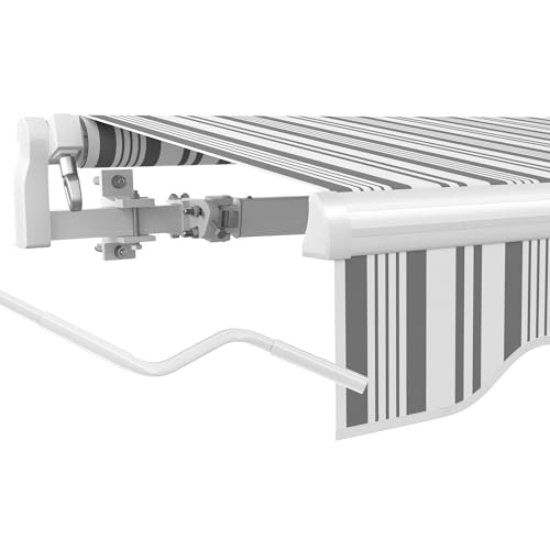 paramondo Gelenkarmmarkise Basic 2000 Markise Sonnenschutz Sichtschutz für Balkon & Terrasse, Vollständig zusammengebaut, 250 x 150 cm (Breite x Ausfall), Multi Weiß-Grau von paramondo