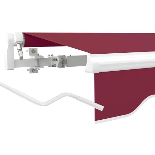 paramondo Gelenkarmmarkise Basic 2000 Markise Sonnenschutz Sichtschutz für Balkon & Terrasse, Vollständig zusammengebaut, 350 x 300 cm (Breite x Ausfall), Uni Weinrot von paramondo