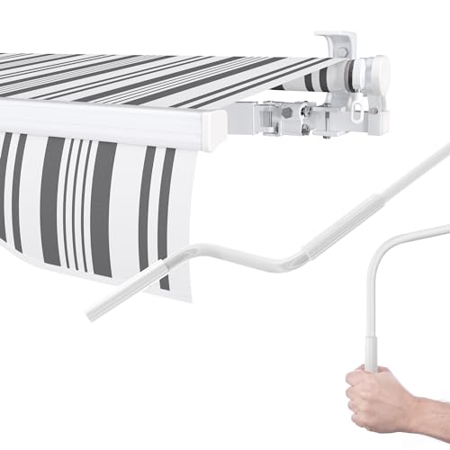 paramondo Gelenkarmmarkise Easy Balkonmarkise Sonnenschutz Terrasse, Vollständig zusammengebaut, Kurbelbedienung, 2,95 x 2 m (Breite x Ausfall), Multistreifen Grau-Weiß von paramondo
