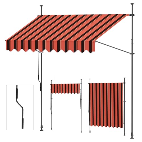 paramondo Jam 2000 Klemmmarkise Balkonmarkise ohne Bohren, Höhenverstellbar, UV- beständig, mit Handkurbel, 195 x 120 cm, Gestell Anthrazit, Multi Rot-Schwarz von paramondo