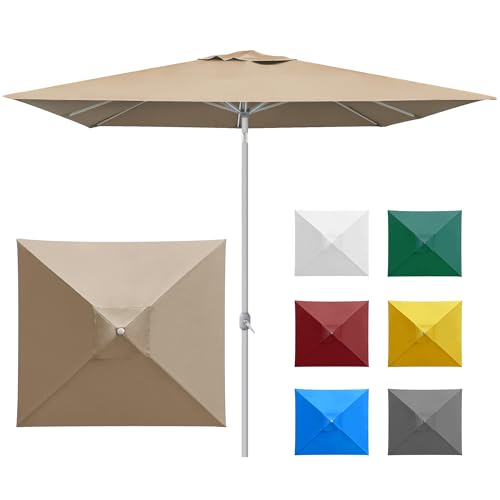 paramondo interpara Sonnenschirm quadratisch 3 x 3m creme + Gestell silber, Hochwertiger Gartenschirm Marktschirm knickbar, Stabiler Terrasse Balkon Sonnenschirm eckig mit Kurbel von paramondo