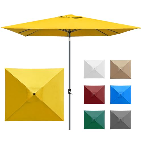 paramondo interpara Sonnenschirm quadratisch 3 x 3m gelb + Gestell anthrazit, Hochwertiger Gartenschirm Marktschirm knickbar, Stabiler Terrasse Balkon Sonnenschirm eckig mit Kurbel von paramondo