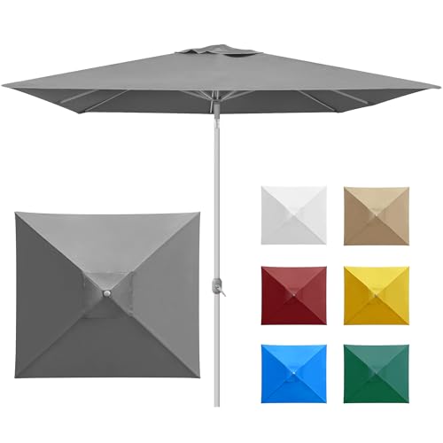 paramondo interpara Sonnenschirm quadratisch 3 x 3m grau + Gestell silber, Hochwertiger Gartenschirm Marktschirm knickbar, Stabiler Terrasse Balkon Sonnenschirm eckig mit Kurbel von paramondo