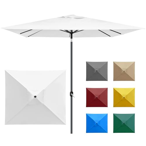 paramondo interpara Sonnenschirm quadratisch 3 x 3m weiss + Gestell anthrazit, Hochwertiger Gartenschirm Marktschirm knickbar, Stabiler Terrasse Balkon Sonnenschirm eckig mit Kurbel von paramondo