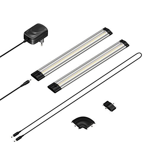 parlat LED Unterbau-Leuchte SIRIS, flach, je 30cm, 100cm Kabel, je 368lm, warm-weiß, 2er Set von parlat