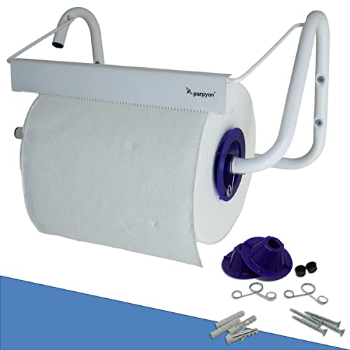 Parpyon® Neuer industrieller Toilettenpapierhalter zur Wandmontage, für Badezimmer, für Trocknerrollen, ideal in Küche, Garage, Fitnessstudio, für Einweg-Papierspulen (Mod.1) von parpyon
