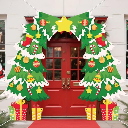 Weihnachtsbaum-Türbanner für den Außenbereich, Frohe Weihnachten, Veranda-Schild, Weihnachtsbanner zum Aufhängen, Türbogen, Dekorationen für Weihnachten, Party, Winterurlaub, Wand, Haustür, Hof Weihnachtsbaum-Türbanner für den Außenbereich, Frohe Weihnachten, Veranda-Schild, Weihnachtsbanner zum Aufhängen, Türbogen, Dekorationen für Weihnachten, Party, Winterurlaub, Wand, Haustür, Hof von party greeting