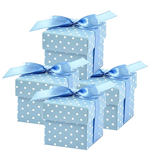 50 Stück Süße Geschenkboxen (blau) Gastgeschenk für Hochzeit Babyparty Taufe Geburt von PartyDeco