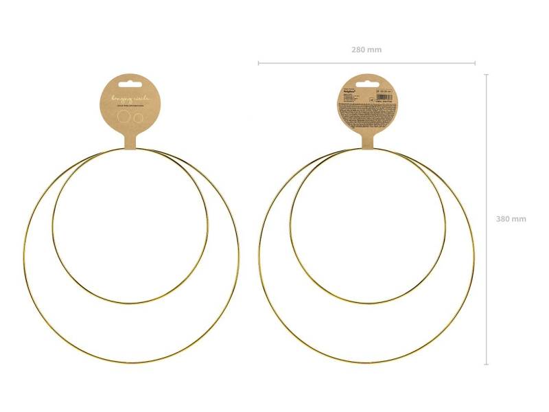 partydeco Dekohänger, Metallringe zum Aufhängen und Basteln 20cm / 28cm gold 2er Set von partydeco