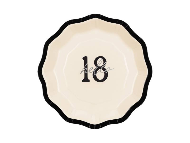 partydeco Einwegteller, Pappteller Hello 18 D.18cm 6er Set Ivory / Schwarz / Silber partydeco Einwegteller, Pappteller Hello 18 D.18cm 6er Set Ivory / Schwarz / Silber von partydeco