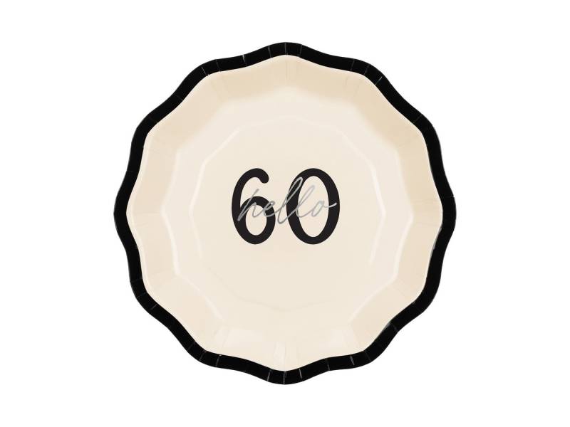 partydeco Einwegteller, Pappteller Hello 60 D.18cm 6er Set Ivory / Schwarz / Silber partydeco Einwegteller, Pappteller Hello 60 D.18cm 6er Set Ivory / Schwarz / Silber von partydeco