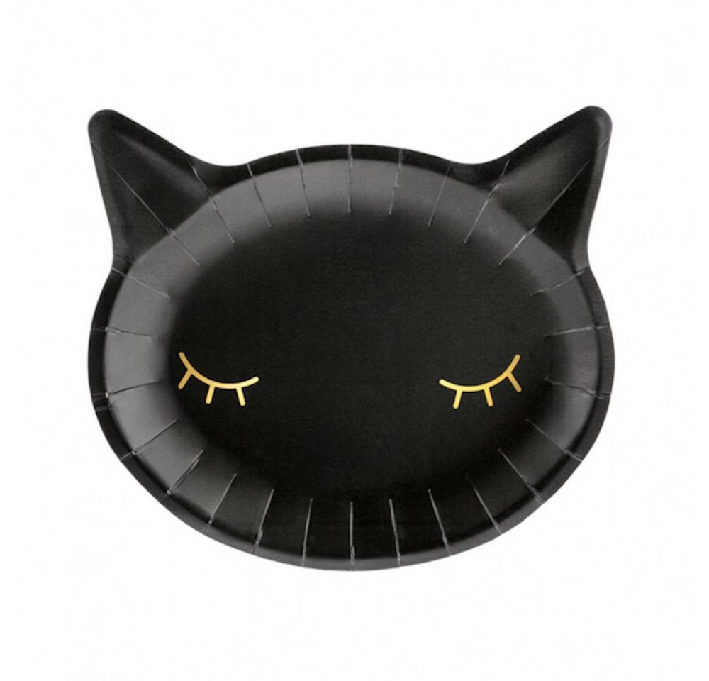 partydeco Einwegteller Pappteller Trend - Ø 22cm - Cat, Katze schwarz/gol von partydeco