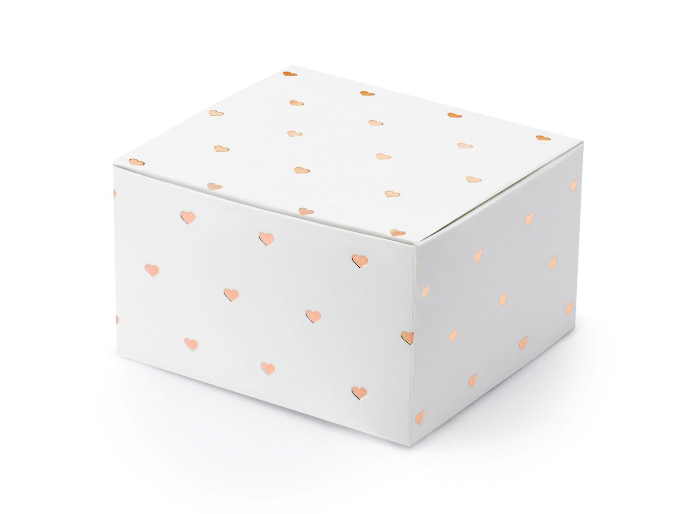 partydeco Geschenkbox, Geschenkbox für Gastgeschenke mit Herzen 10er Set weiß / rosegold von partydeco