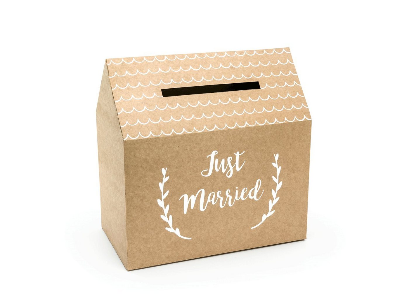 partydeco Geschenkbox, Kartenbox Hochzeit 30,5cm Pappe, braun / weiß von partydeco