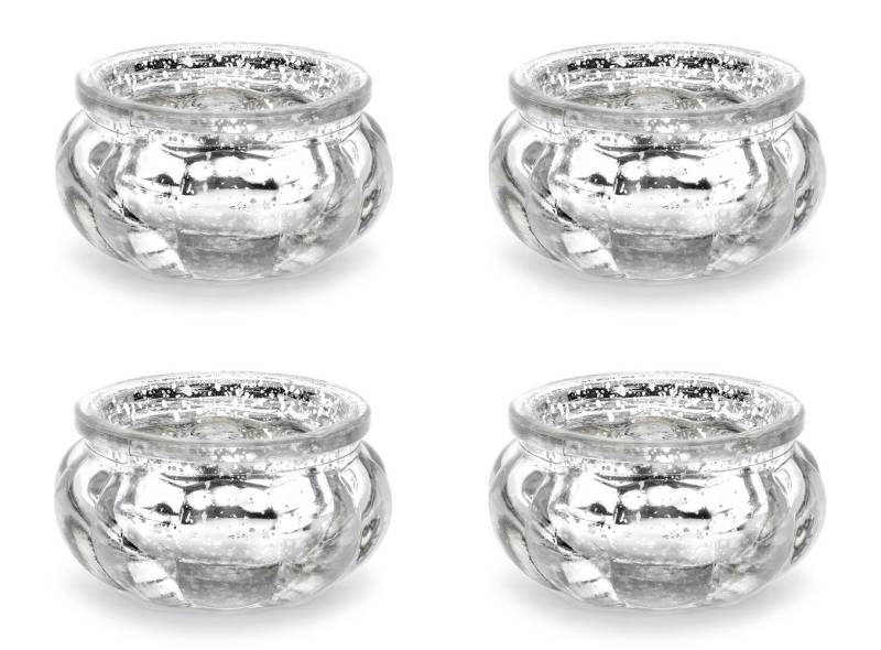 partydeco Kerzenhalter, Teelichtgläser 6x3cm silber 4er Set von partydeco