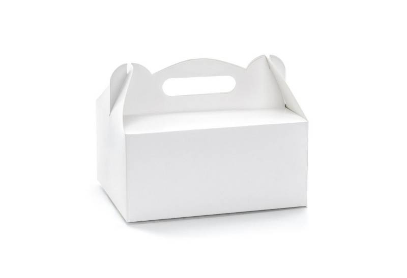 partydeco Kuchentransportbox, Karton, Tortenschachtel mit Griff 19x14x9cm für Torten Kuchen 10er Set Weiß von partydeco