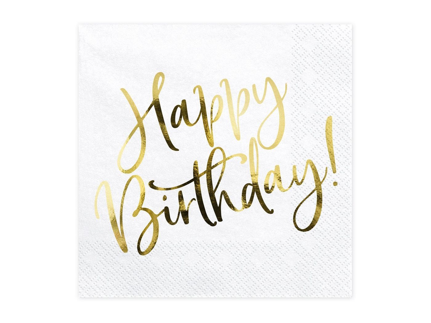 partydeco Papierserviette, Servietten Happy Birthday 33x33cm 20 Stück, weiß / gold von partydeco