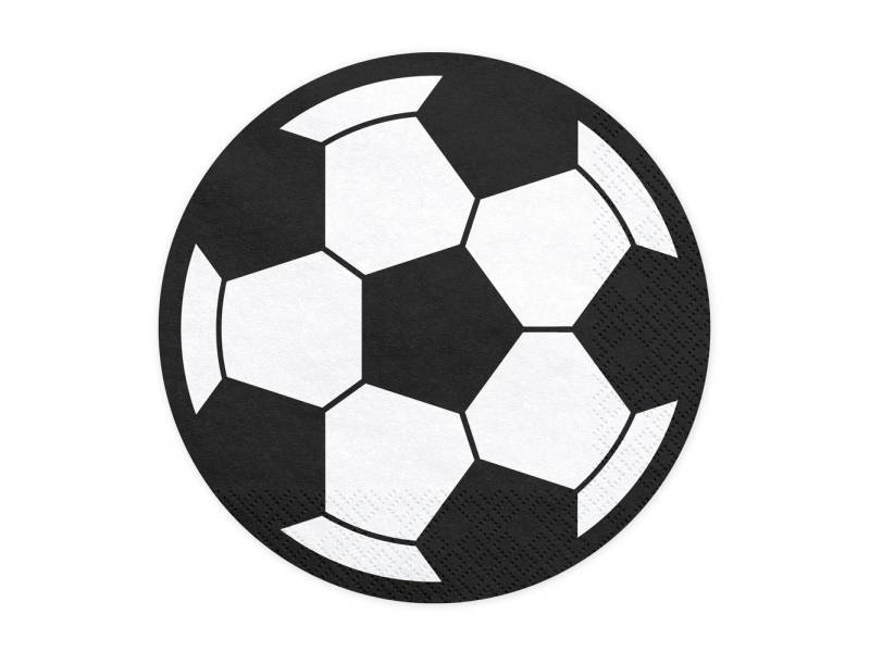 partydeco Papierserviette, Servietten 13cm Fußball 20 Stück weiß / schwarz von partydeco