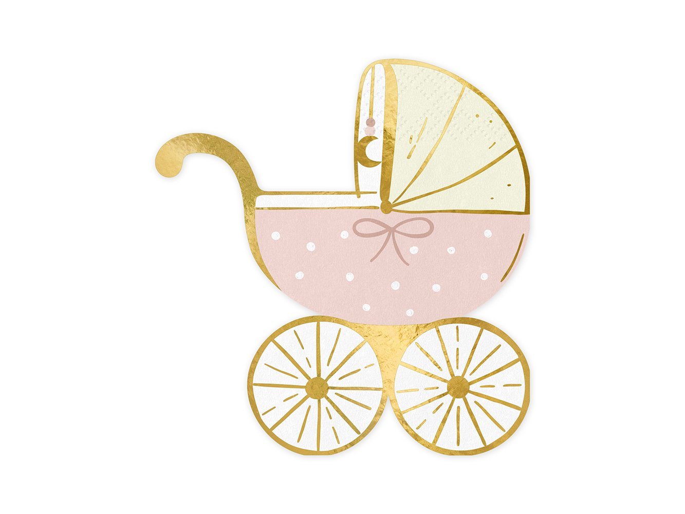 partydeco Papierserviette, Servietten Kinderwagen 14x15cm 20 Stück rosa gold von partydeco