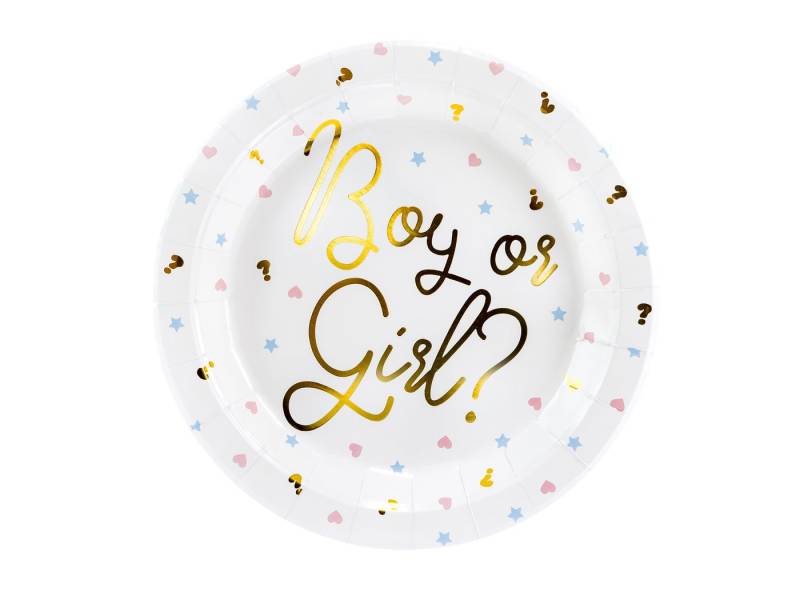 partydeco Pappteller Pappteller 'Boy or Girl', Ø23cm/6Stk. von partydeco