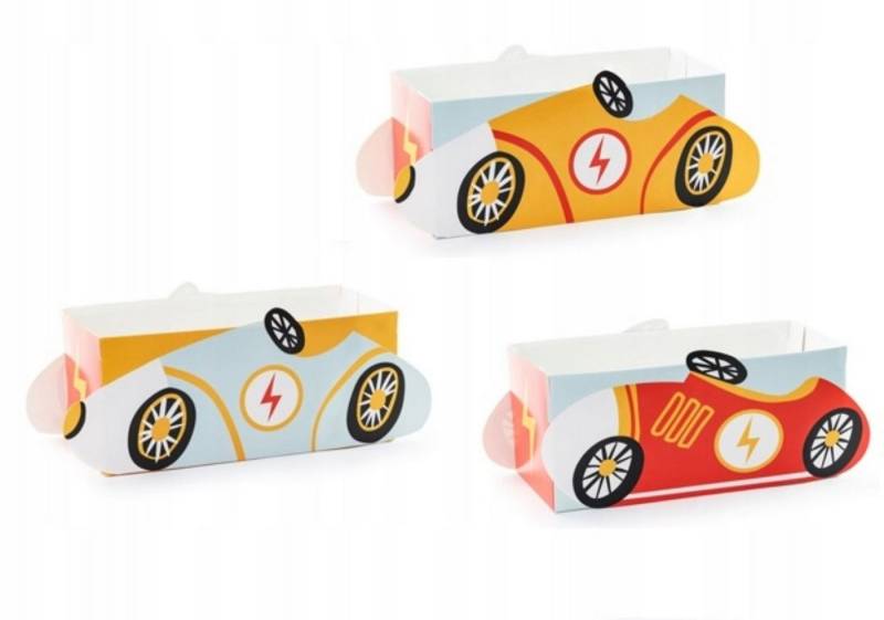partydeco Snack-Deckel Snackboxen Rennautos 3er Set - Party-Deko für Kindergeburtstage von partydeco