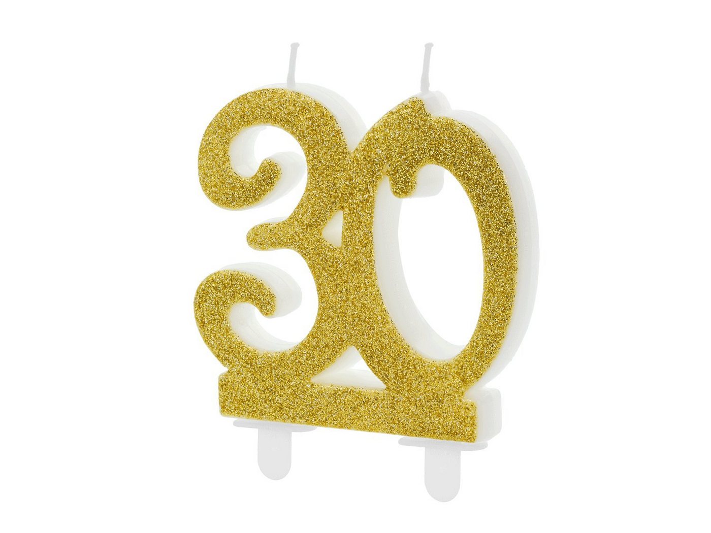 partydeco Geburtstagskerze, Geburtstagskerzen 30 Jahre 7.5cm, gold / glitzer von partydeco