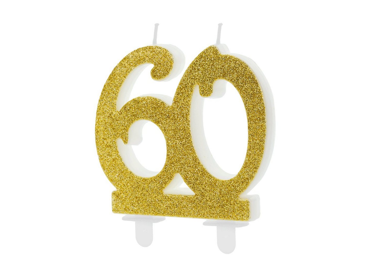 partydeco Geburtstagskerze, Geburtstagskerzen 60 Jahre 7.5cm, gold / glitzer von partydeco