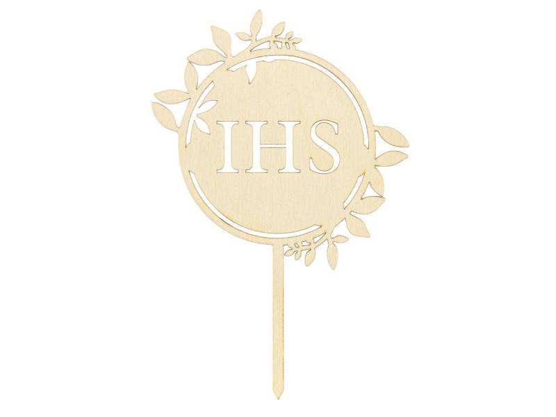 partydeco Tortenstecker, Cake Topper IHS Holz 23cm natur von partydeco