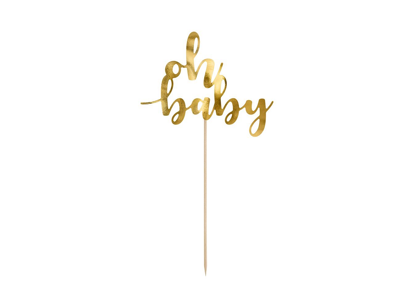 partydeco Tortenstecker, Torten Topper Oh Baby / Geburt 25cm gold von partydeco