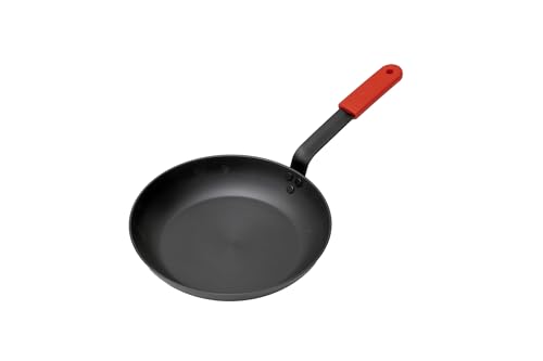 pasoli Carbonstahl-Bratpfanne, voreingebrannt, 28 cm Durchmesser, Schwarz inkl. Griffschutz von pasoli