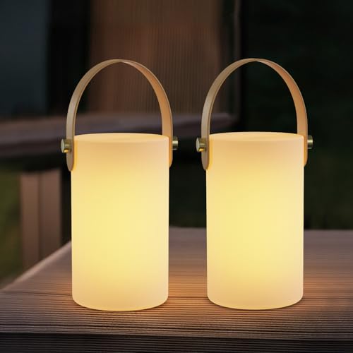 pataoli 2 Stück Outdoor Tischlampe outdoor lampe mit Fernbedienung 16 Farben Dimmbar portable/Wasserdicht Outdoor Lampe Haus und Garten dekoration LED für Outdoor Camping Tischleuchte von pataoli