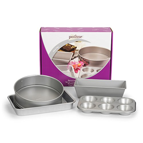 Patisse Backformen-Set Silver-Top 4-teilig mit 6er Muffinform, Springform, Kastenform und Kuchenblech von patisse