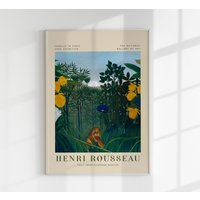 Die Mahlzeit Des Löwen Art Poster Rousseau Ausstellungsplakat Kunstdruck von patroastudio