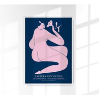 Frau Mit Einer Blume Ii Rosa Papiers Decoupes Kunst Poster von patroastudio