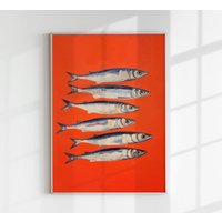 Sardellen in Rot Kunstdruck von patroastudio