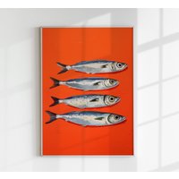 Sardinen in Rot Kunstdruck Sardinen in Rot Kunstdruck von patroastudio