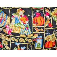 Herbst, Thanksgiving 16" Kissenshams Von Kürbissen, Äpfeln, Trauben, Vogelscheuchen Etc. Hellgrüne Rüschen Mit Dekorativem Fadendesign von patscrafts