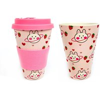 Umweltfreundliche, Wiederverwendbare Pflanzenfaser-Reisebecher Mit Erdbeer-Häschen-Design Umweltfreundliche, Wiederverwendbare Pflanzenfaser-Reisebecher Mit Erdbeer-Häschen-Design von paulandlucyshop